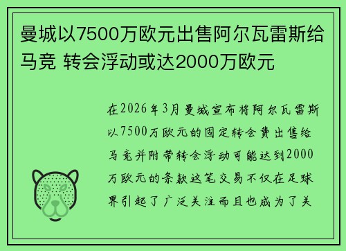 曼城以7500万欧元出售阿尔瓦雷斯给马竞 转会浮动或达2000万欧元